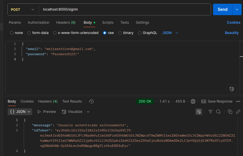 Login response