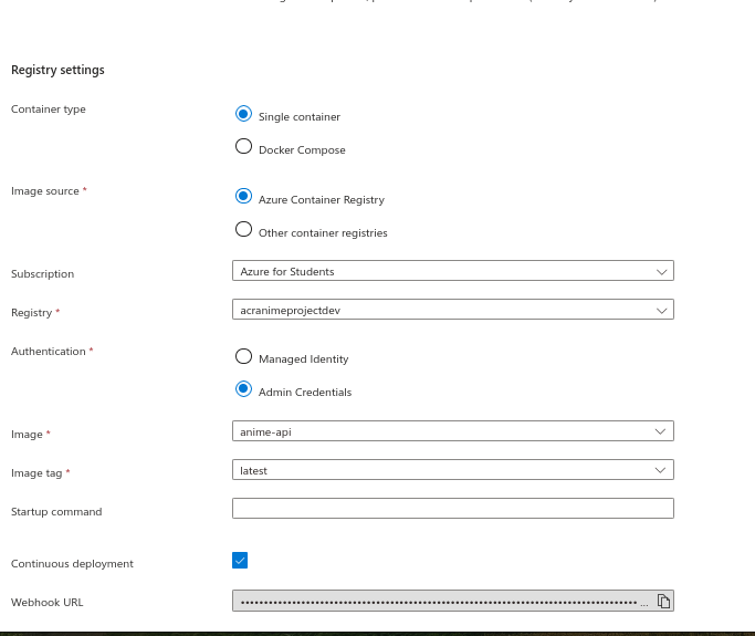 Configuración Webapp